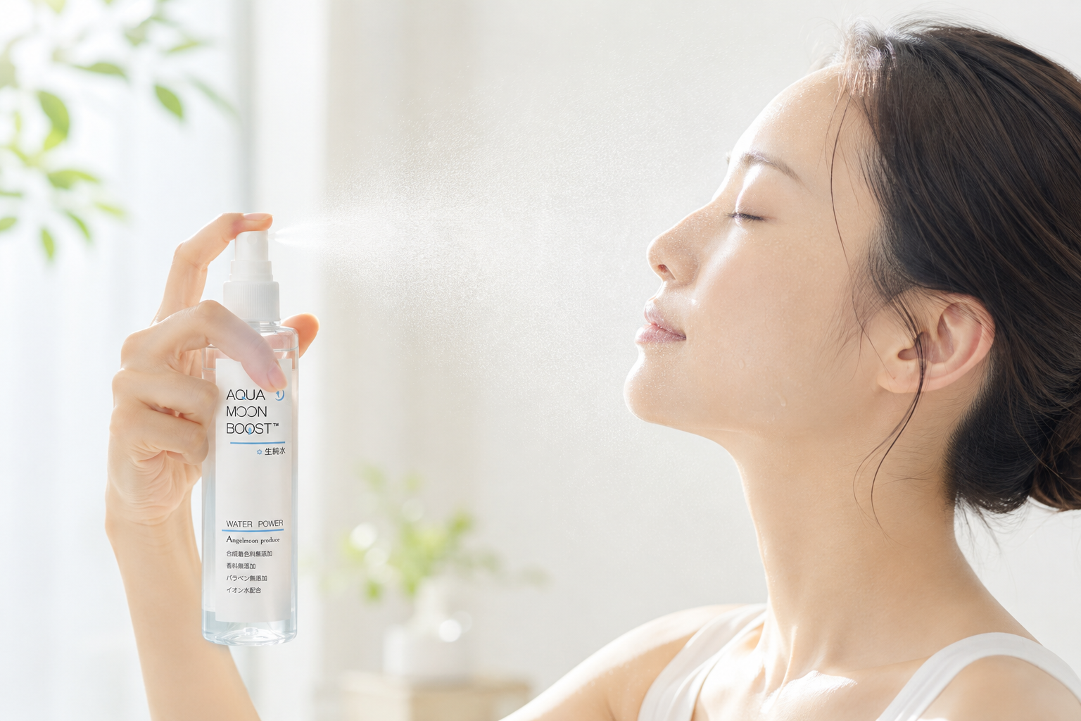 生純水を顔にスプレーして水分ケアする使い方